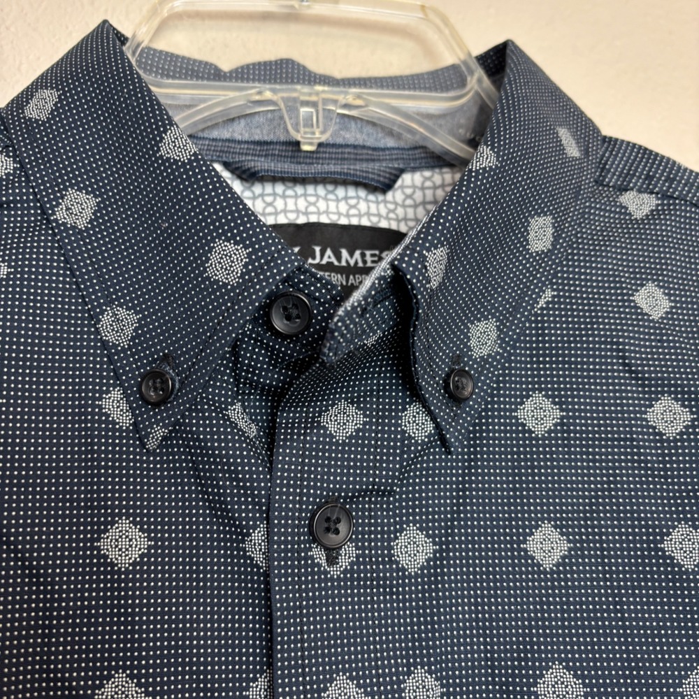 Cody James Mens S Navy Blue Galaxy Geo Diamond Print Button Shirt Cowboy Western - Picture 5 of 15